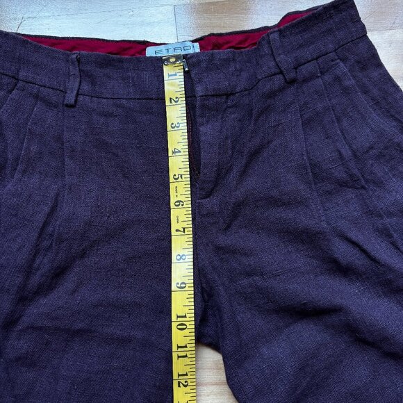 ETRO Women's Burgundy Linen Straight-Leg Pants – IT 42 - Picture 3 of 11